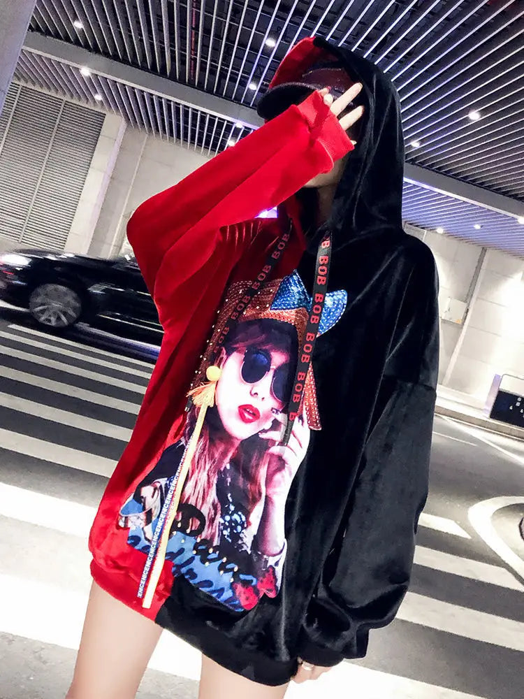 Hoodie Harajuku Style Hoodies for Women Tops Aesthetic Korean Fashion Vintage Graphic Women's Sweat-shirt Spring Autumn Crewneck