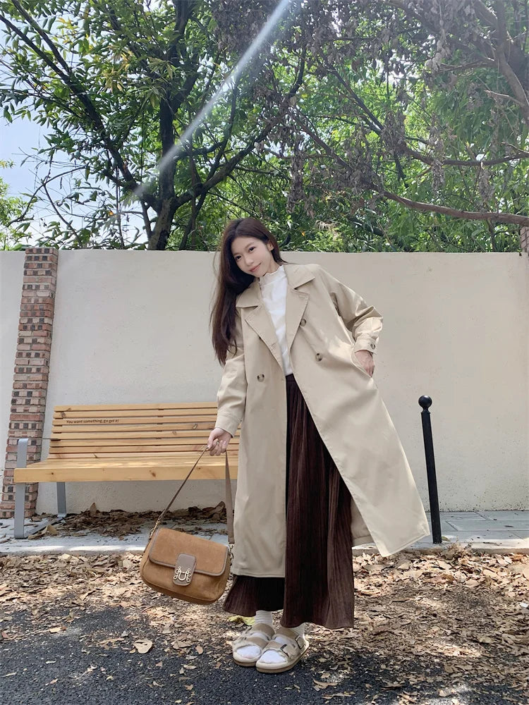 2025 Women's Coat Plus Size Mid-Length Jacket British Style Fashionable Temperament Spring Autumn Arrival Windbreaker Outerwear