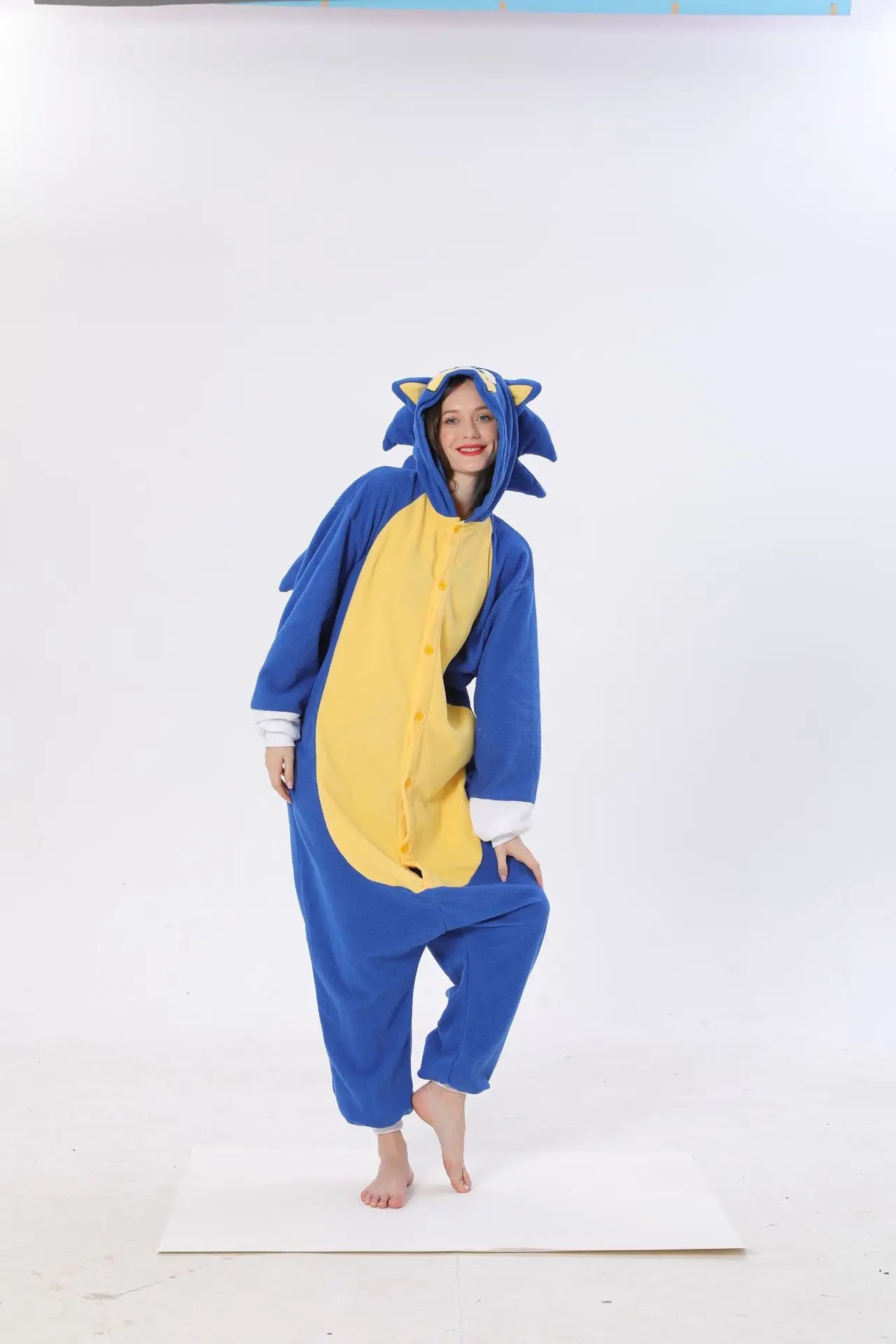 Sonic Anime Cartoon Plush Pajama Onesie Winter Flannel Adult Kids Sleepwear Warm Cosplay Bathrobe  Pijama Onesies