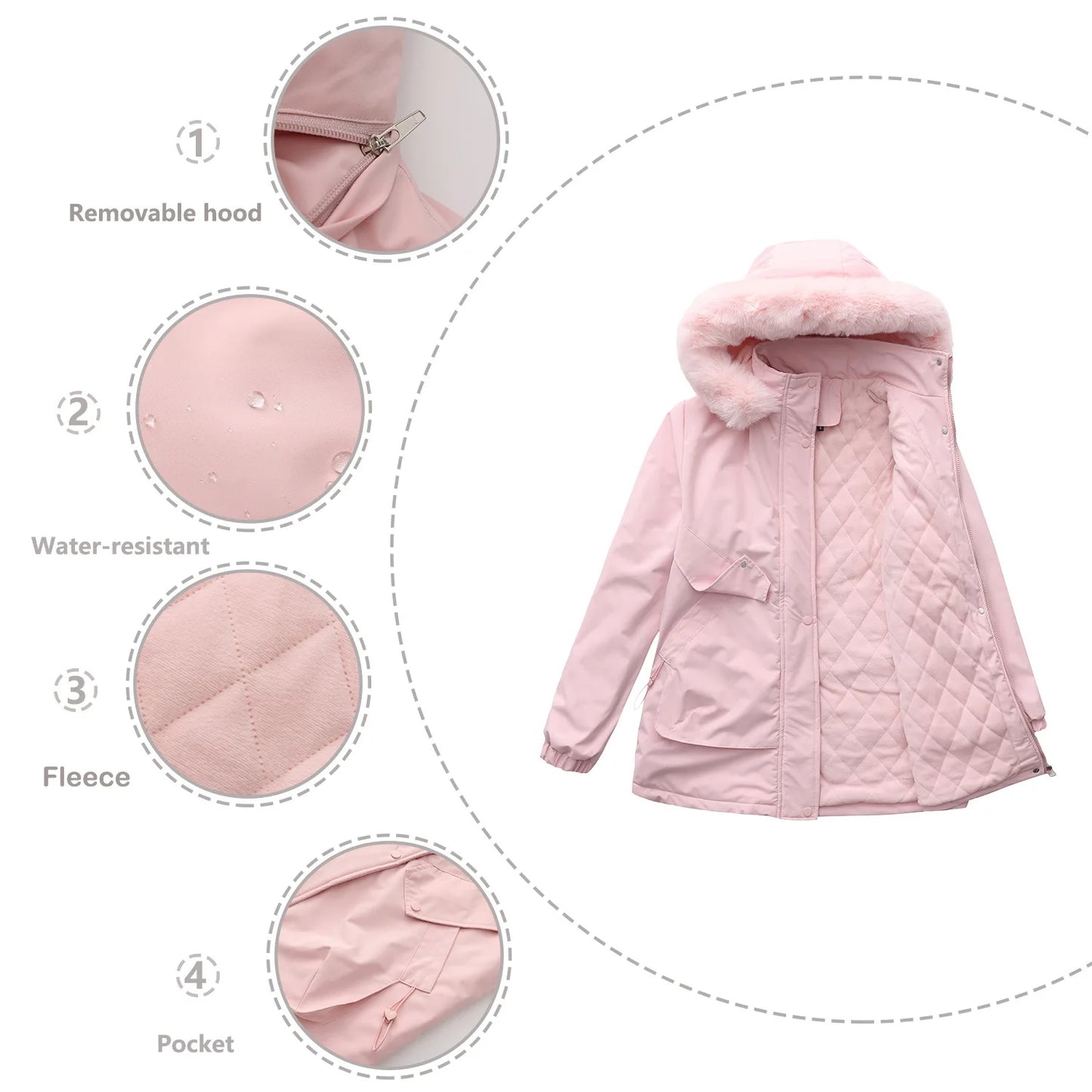 Cotton Coat Women 2025 Winter Mid-length Parka Plus Velvet Korean Style Large Fur Collar Plus Velvet Coat