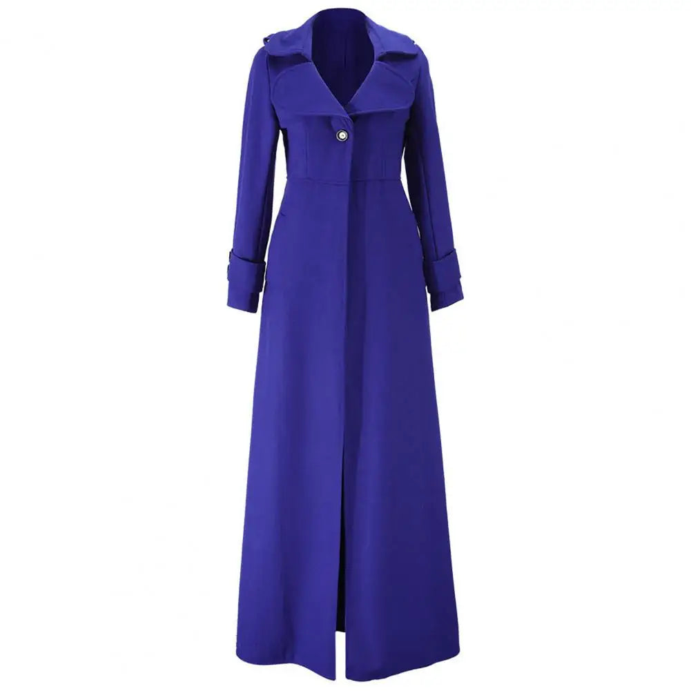 Long Women Woolen Coat Autumn Winter Single Breasted Turndown Collar Slim Fit Woolen Ladies Trench Coat Overcoat Women Jackets