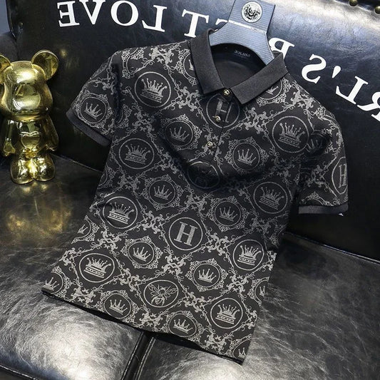 Polo Shirts Drawings T Shirt for Men Rock Top Alphabet Man with Collar Tee Quick-drying Casual Luxury Elegant Slim Fit Summer Xl