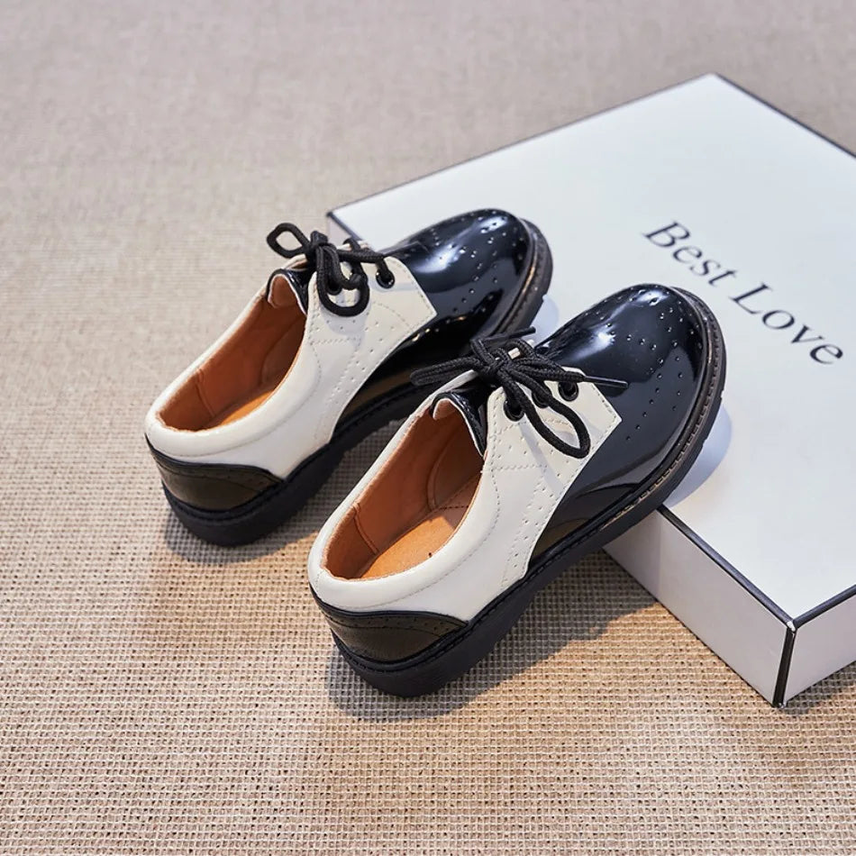Kid Shoes For Boys PU Leather Shoes For Kids Wedding School Show Dress Flats Light Classic Black Children Loafer Moccasins HSD09