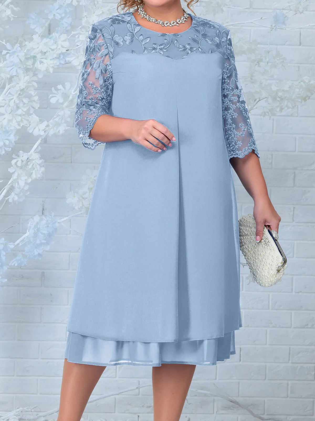 Plus Size Dresses For Women Elegant Embroidery Chiffon Prom Formal Wedding Evening Party Banquet Prom Women Clothing Vestidos