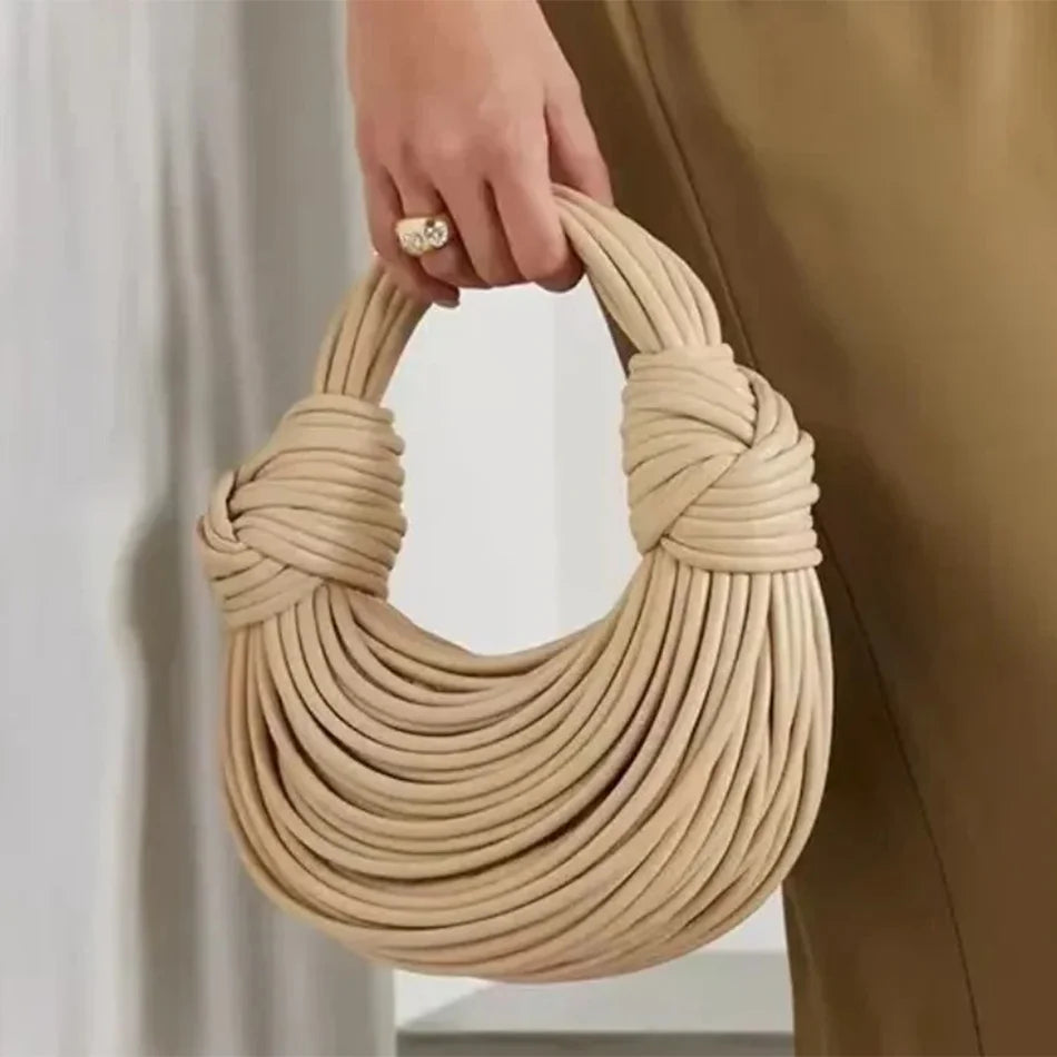 Handbags for Women  Gold Luxury Designer Brand Handwoven Noodle Bags Rope Knotted Pulled Hobo Silver Evening Clutch Chic