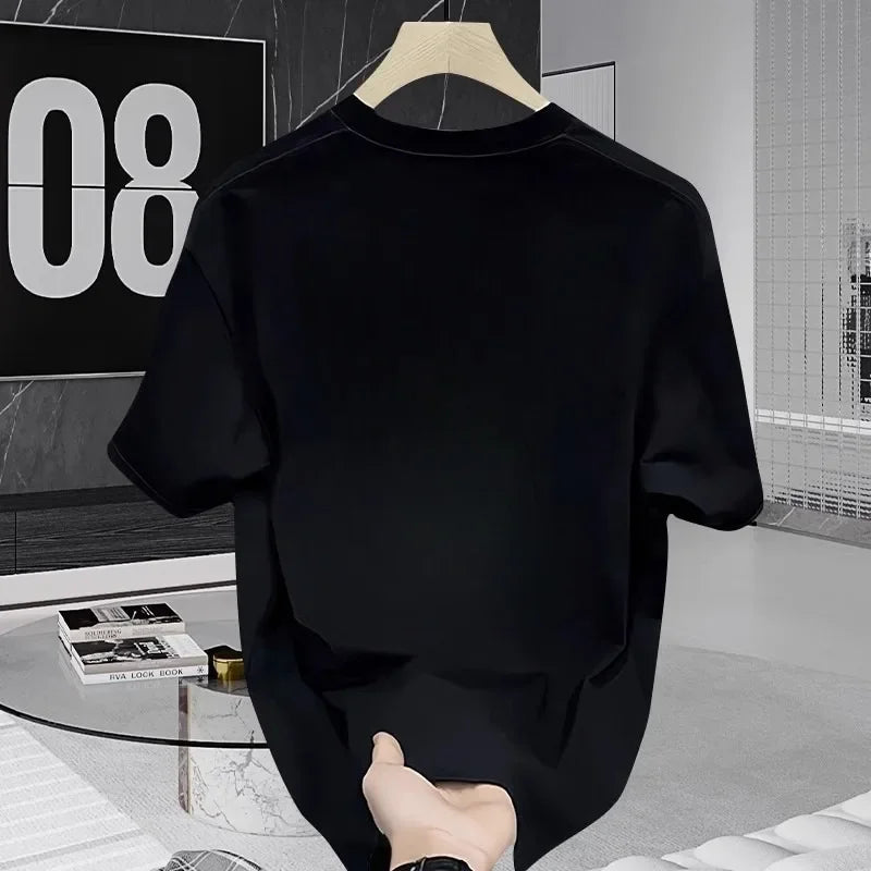 Printed T-shirt Men's Short sleeve 2025 summer loose fashion brand letter half sleeve Breathable Body shirt 100% cotton top