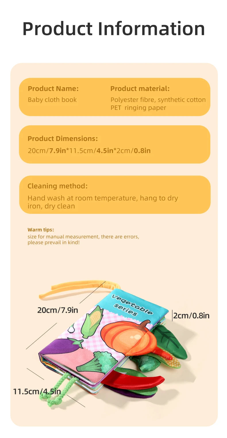 Baby Cloth Book 6 Pages 0-3 Year Old Early Education Parent-child Interaction Baby Toys For 0-3 Year Old Newborn Gifts