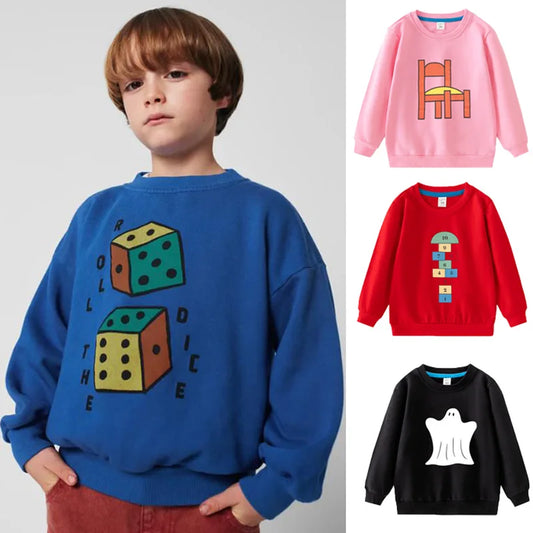 2025 Autumn Boys Girls Sweatshirts Long Sleeve Tops for Kids Children T-shirts Terry Toddler Pullover Baby Outfits Tees Clothing