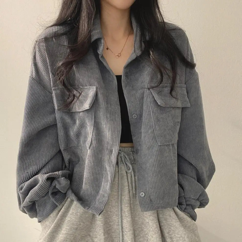 Women Coats Jackets Turn Down Collar Casual Loose Full Sleeve Coat Y2k Streetwear Jacket Work Outerwear Autumn Winter 2025