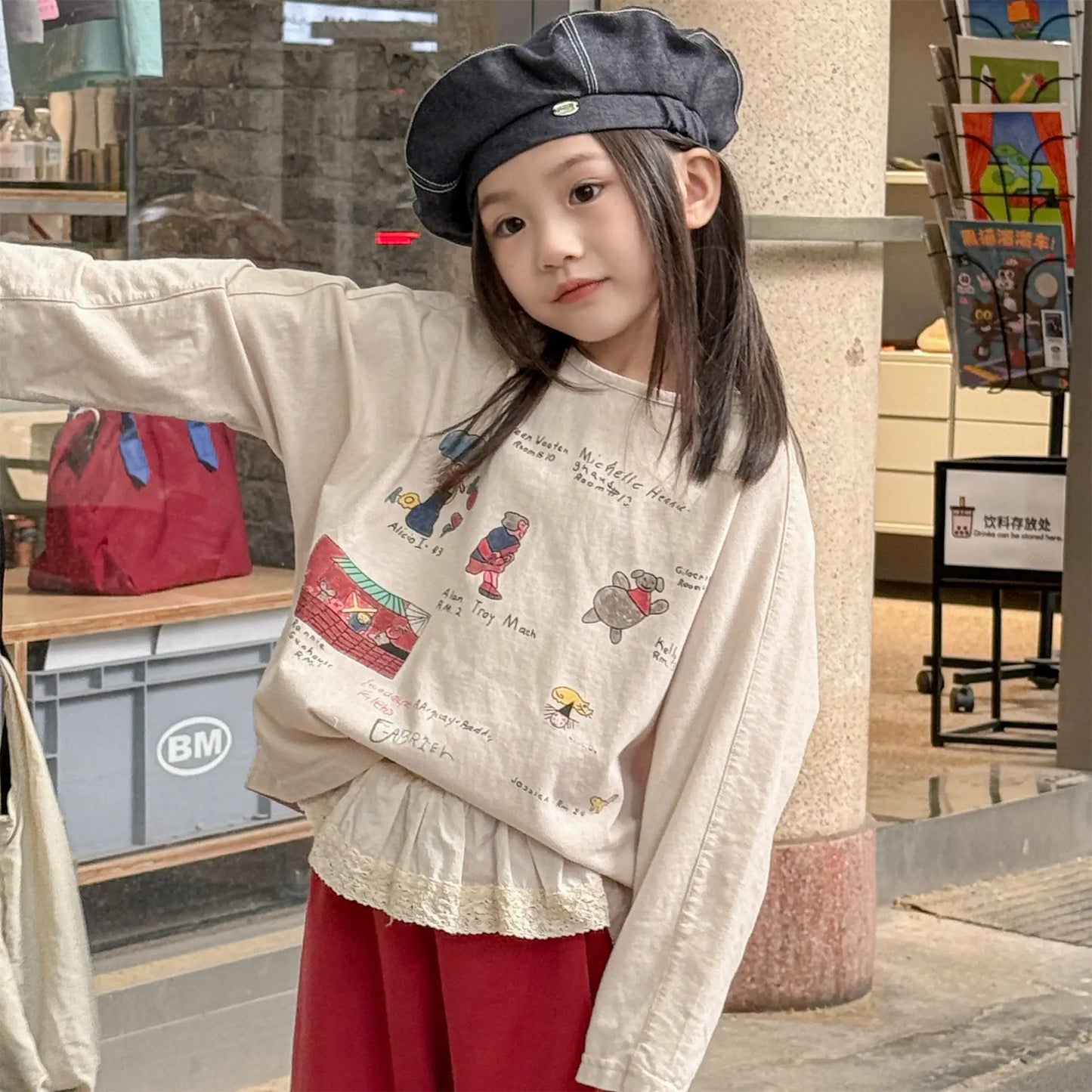 Girls T-shirts 2025 Autumn Long-sleeved Tops for Kids Cartoon Children Tops Boys Bottom Cotton Toddler Blouse Baby Tees Clothing