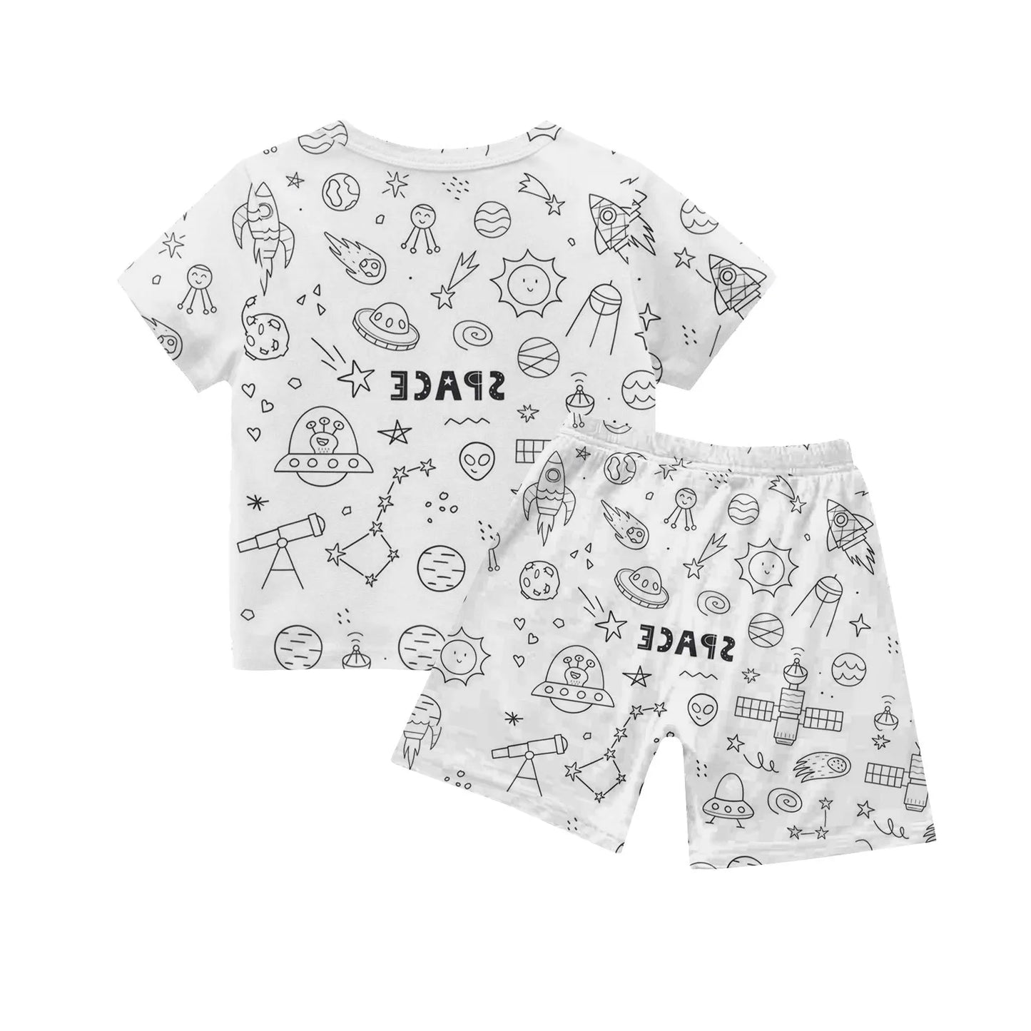 Children's Pajama Party DIY Graffiti Simple Drawing Home Clothes Colorable Two Piece Pajama Set Kids DIY Coloring Clothing