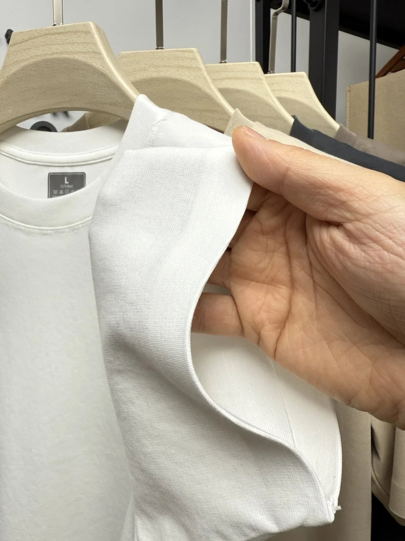 Men's short sleeved T-shirt 2025 summer hot item solid color round neck high-quality simple trendy casual base shirt for men top