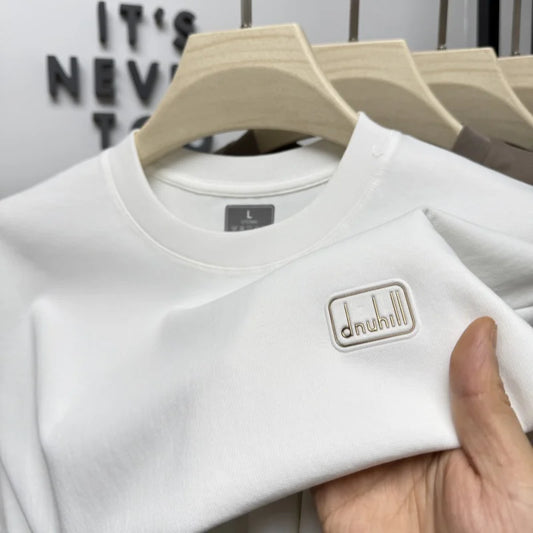 Men's short sleeved T-shirt 2025 summer hot item solid color round neck high-quality simple trendy casual base shirt for men top