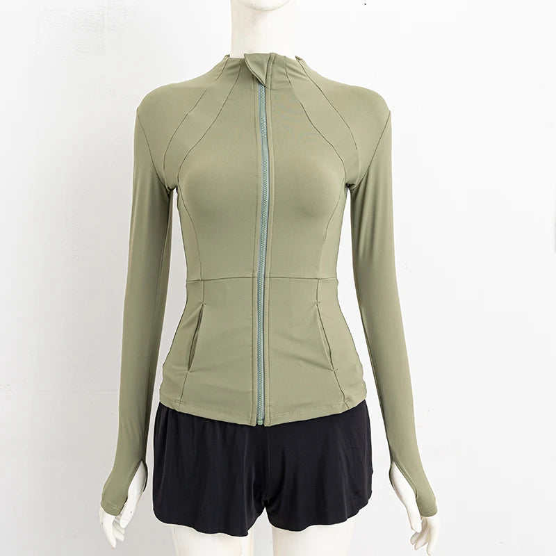 Yoga Clothes Windbreaker Women's Autumn Winter Professional Sports Jogging Cycling Long-sleeved Fitness Running Shirts Tops Gym