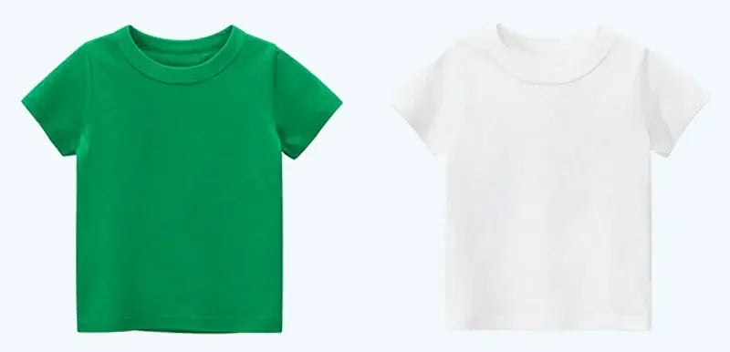 Kids Plain T Shirt Tops for Child Boys Girls Baby pure color Blank  Clothes White Black Children Summer Tees 1-16 Years