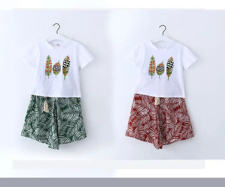 Summer 2025 Baby Girls Clothes Sets Outfits Kids Clothes Short Sleeve+Pants Children Clothing Set 6 10 11 12Y Kids Clothes Girls