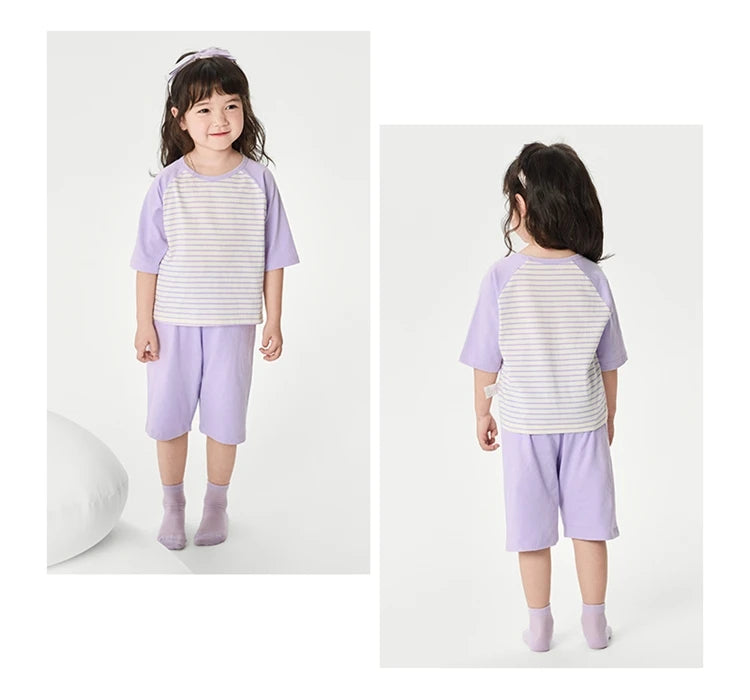Balabala Pajama Sets Boys GirlsThin 2025 Summer New Air-conditioned Clothing Home Wear for Young and Older Children Parent-Child