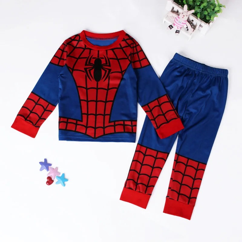 Children's Spiderman Pajama Set for Boys Cartoon Superhero Spider Cosplay Costume Long Sleeve Kids Sleepwear