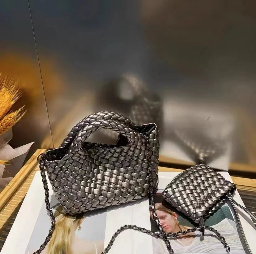 Hanrted Woven  Buet Bag Women's Crossbody Handbag Handheld Basket Bag Sli American Retro Sle Daily Use