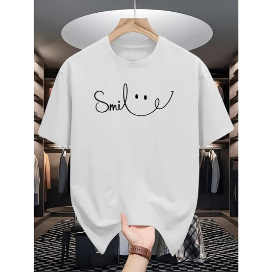 2025 T Shirt De Smile Men's Breathable Sporty Pattern Printed T-shirt, Casual and Fashionable Short-sleeved T-shirt, Top Summer