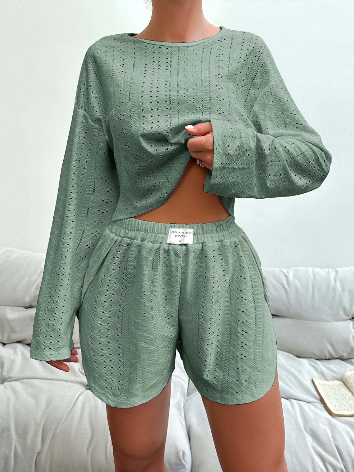 Women's Pajamas Set Sleepwear Loungewear Autumn Soft Comfortable Long Sleeve Tops With Shorts Pyjama Femme Home Clothes 2 Piece