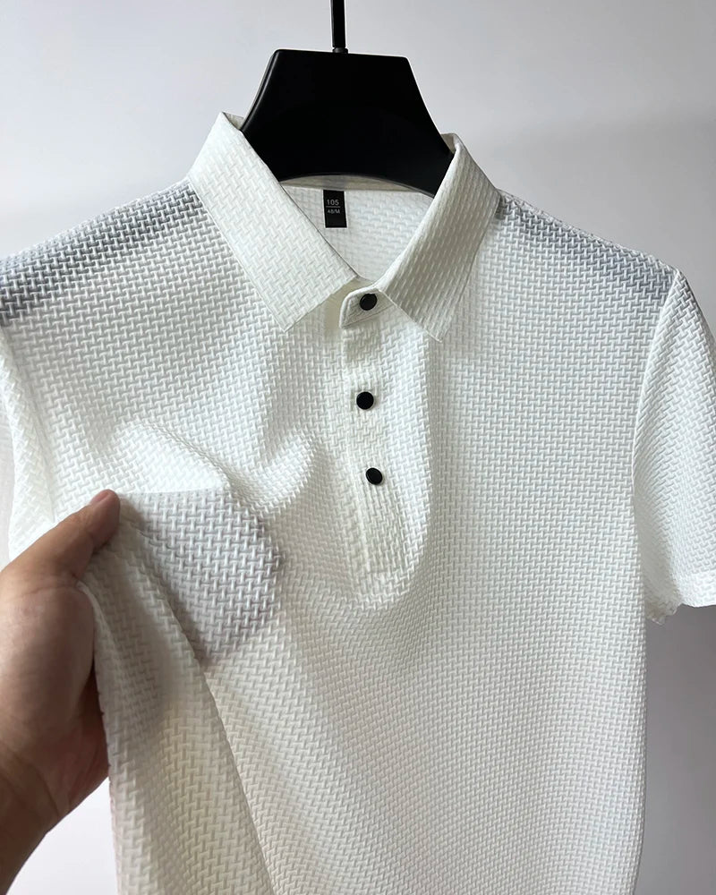 Summer Short Sleeve Polo Shirts Men Turn-Down Collar Anti-Wrinkle Solid Polos Tops Breathable Male Business Casual Tees Tshirts