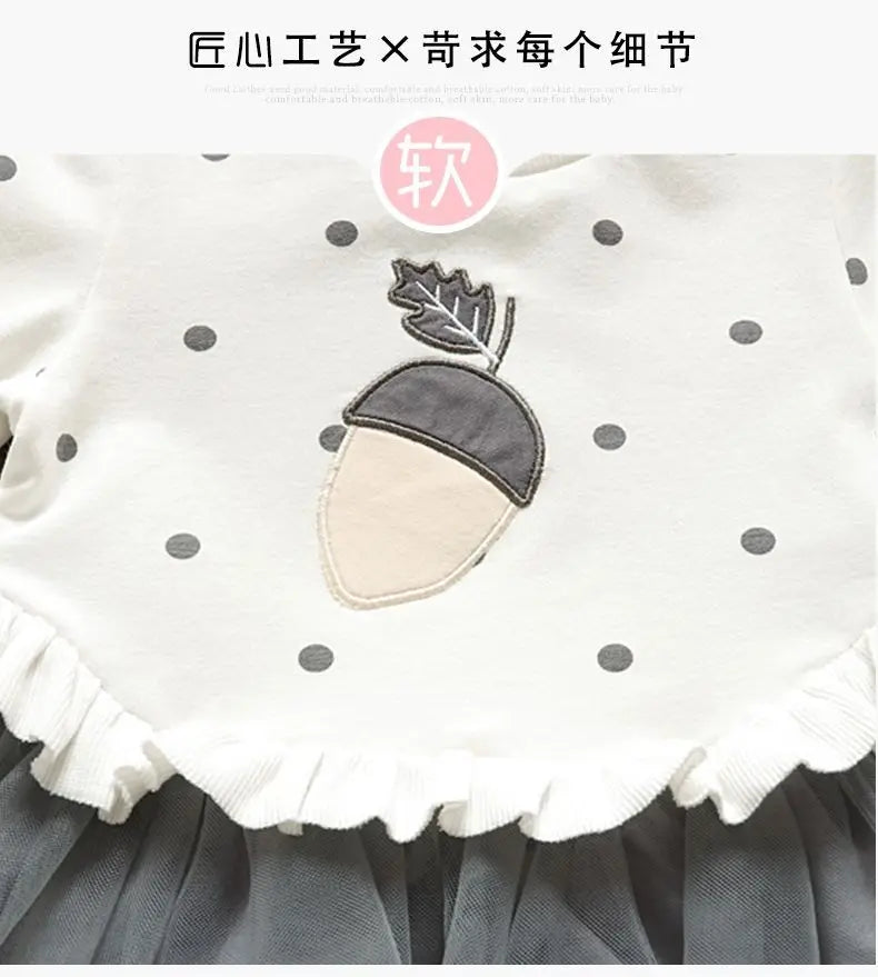 Girls' Dress Spring Autumn Baby Long Sleeved Hoodie Dresses Sweet Children's Princess Clothing Fashion Gauze Girls Clothes Ropa