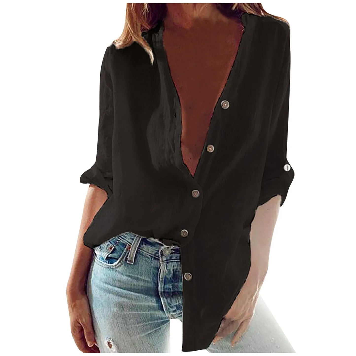 Autumn Cotton Linen Shirt Fashion Button Up Women Shirts White Casual Loose Tops Solid Top Shirt For Women Blusas Para Mujer