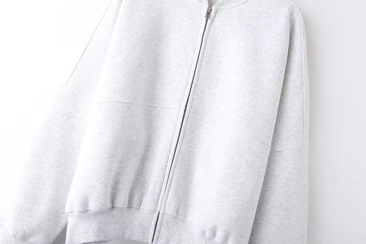 TRAFZR Cotton Zipper Cardigan Sets To Woman 2024 Tracksuit Suits Baggy Pants Sportswear Women Sweater 2 Piece Set Women Outfits