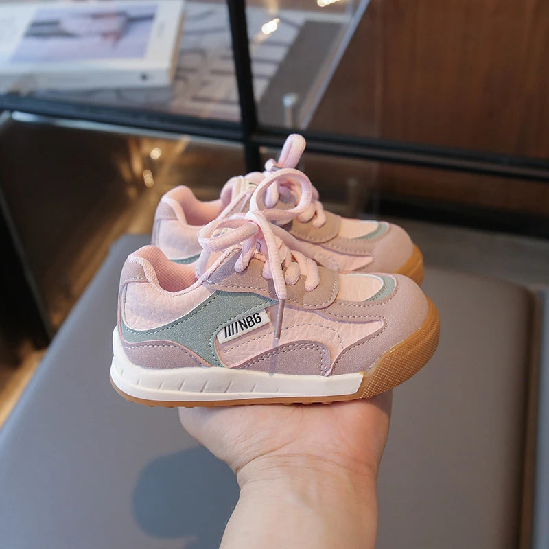 Korean version Kids sports shoes  2025 new four season double mesh breathable girls' fashionable boys' single shoes
