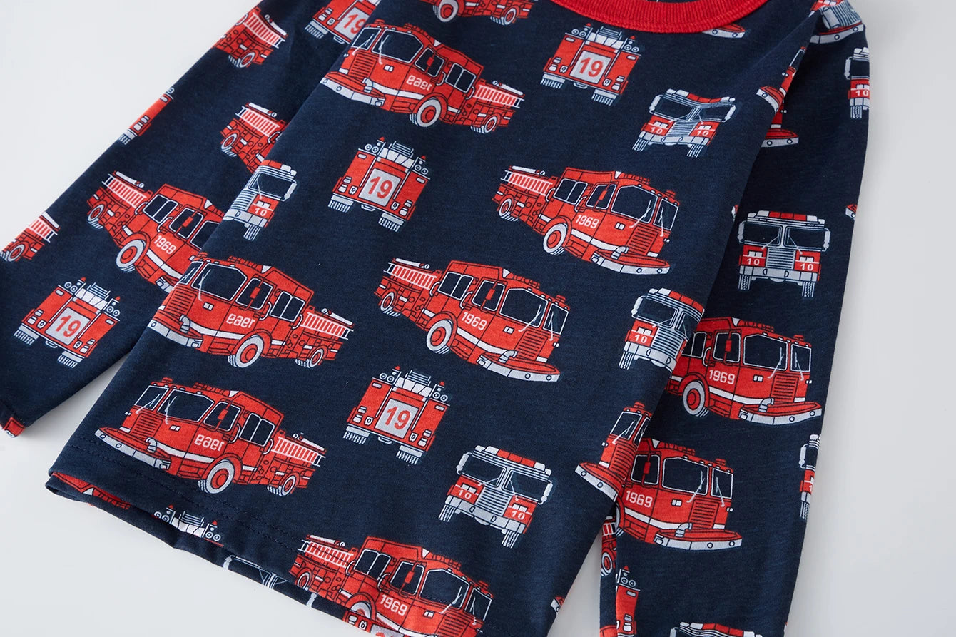 100% Cotton Children's Pajama Set 1-8 Year Old Boys and Girls Full Print Cartoon Pajama 2ps Comfortable Long Sleeve Home suit