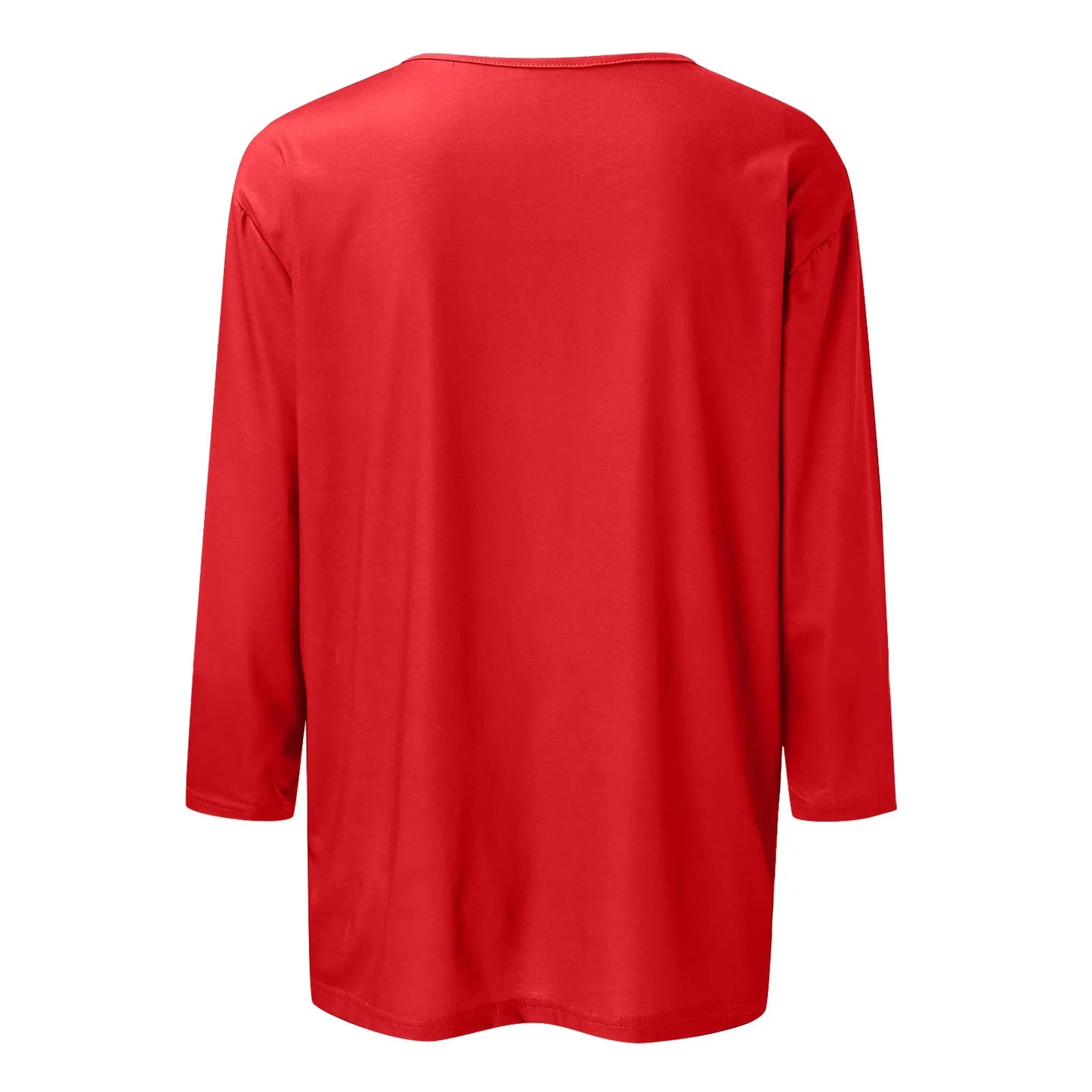 Women's T-Shirt Fashion Casual Everyday Versatile V-Neck 3/4 Length Sleeve Tops Solid Color Printed T-Shirt Top