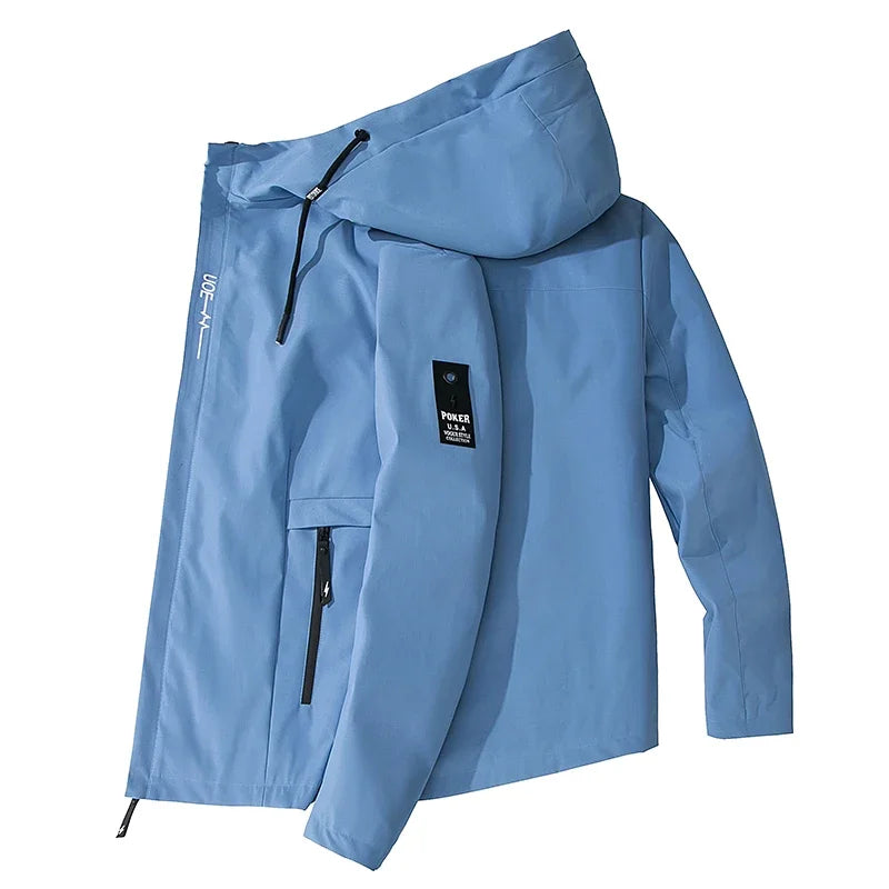 Men Hooded Jacket Autumn Thin Breathable Fashion Casual Coat Long Sleeve Outwear Sportswear Mens Streetwear Windbreaker Top