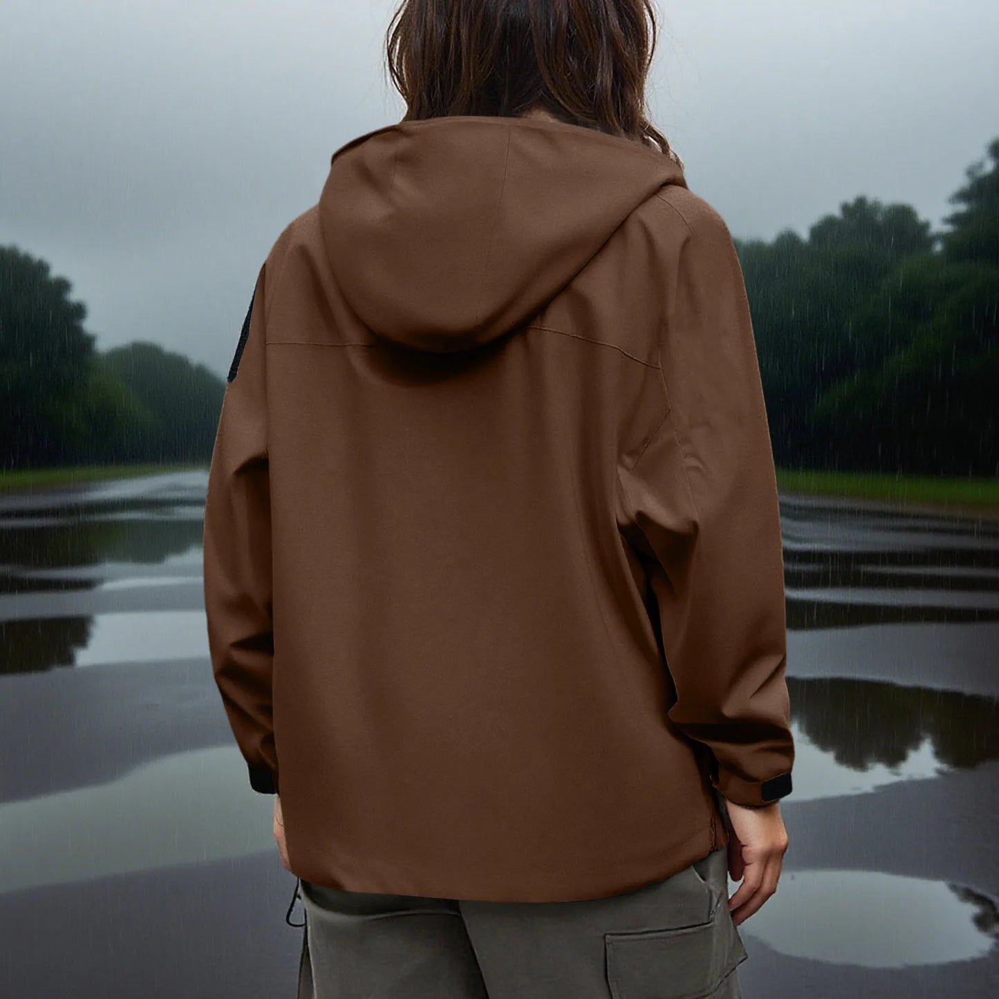 Women'S Tops Hooded Windbreaker Women'S Jacket Waterproof Coat Outdoor Travel Contrast Functional Style Solid Color Adventure