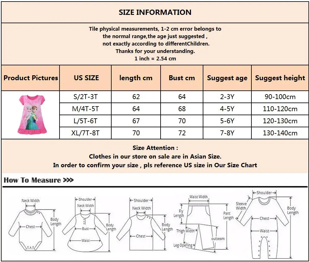 New kids Nightdress Elsa Cartoon Dress Minnie Printing Sleepwear Girls Nightgowns Children Party Dresses Pajamas Girls Dress