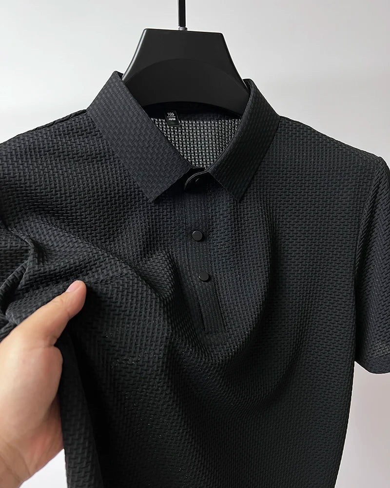 Summer Short Sleeve Polo Shirts Men Turn-Down Collar Anti-Wrinkle Solid Polos Tops Breathable Male Business Casual Tees Tshirts