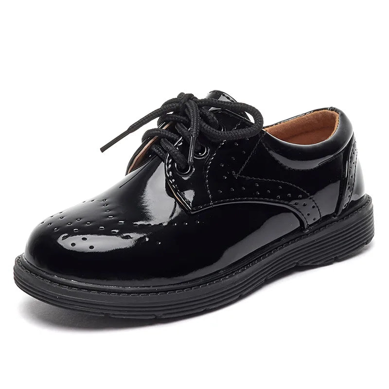 Kid Shoes For Boys PU Leather Shoes For Kids Wedding School Show Dress Flats Light Classic Black Children Loafer Moccasins HSD09