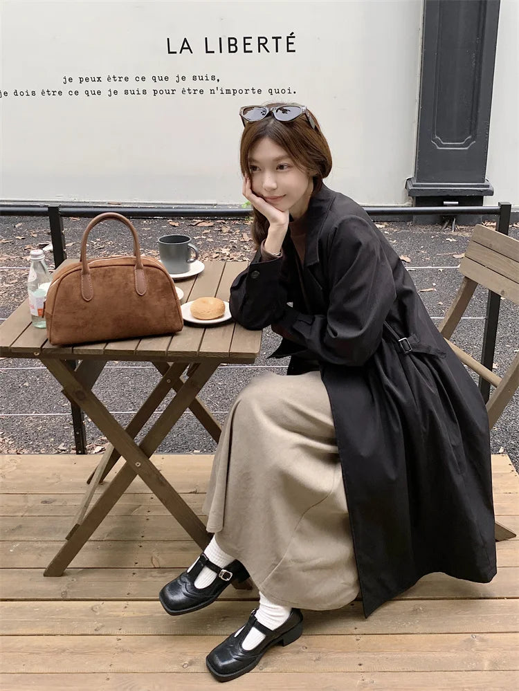 2025 Women's Coat Plus Size Mid-Length Jacket British Style Fashionable Temperament Spring Autumn Arrival Windbreaker Outerwear