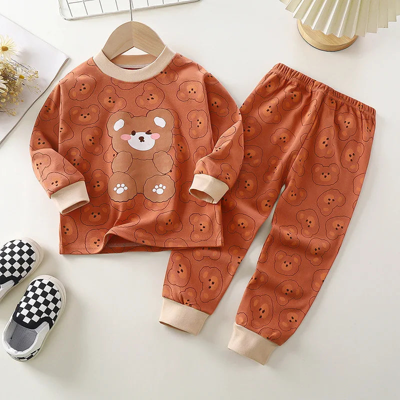 Pajama Sets for Children Loungewear Long Sleeve Kid Boy Girl Clothes Cute Deisgn Lightweight Comfortable Fabric Sleepwear Outfit