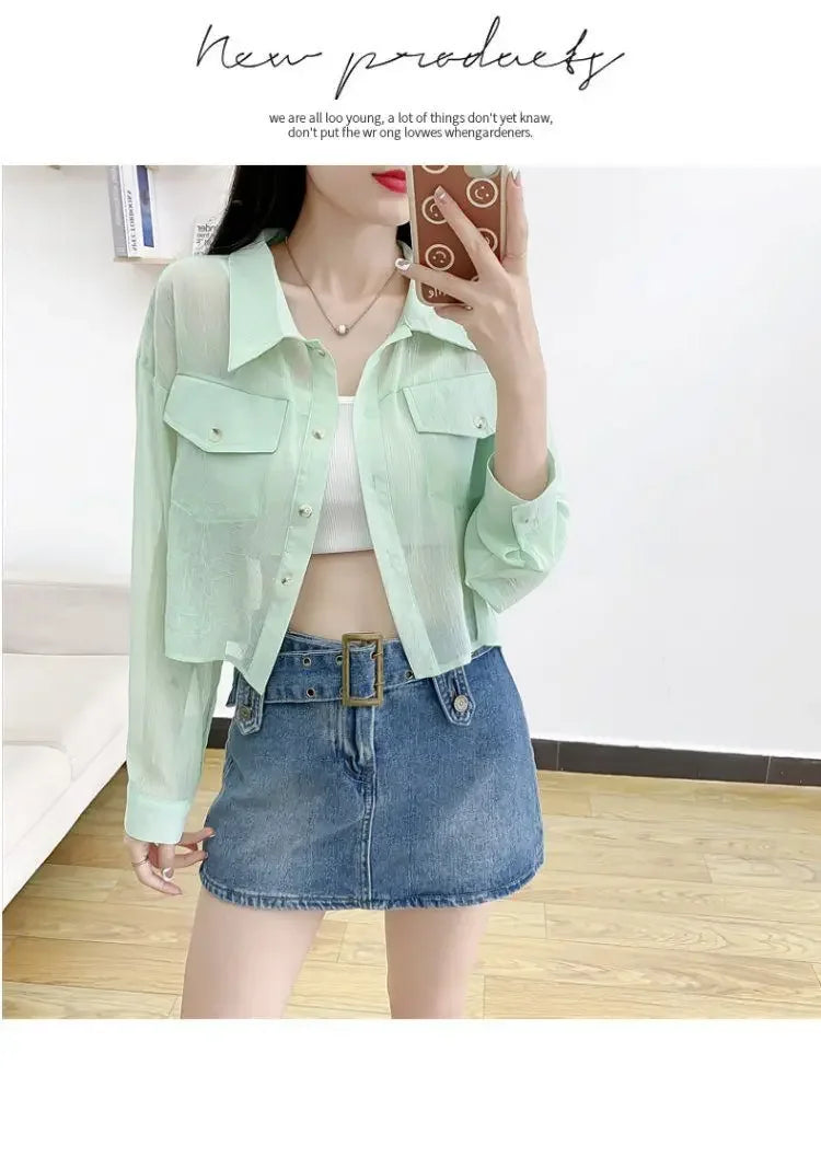 Summer Loose Chiffon Sunscreen Clothes for Women in Summer 2025 New Thin Casual Versatile Long-sleeved Cardigan Short Jacket