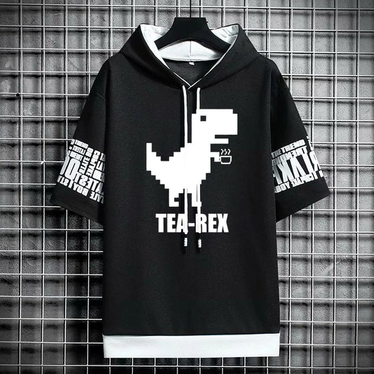T Shirt for Men Clothing Streetwear Hoodies Korea 반팔티 Hat T-shirt Print Oversized Graphic Casual Tshirt Anime Sports Gym Hoodie