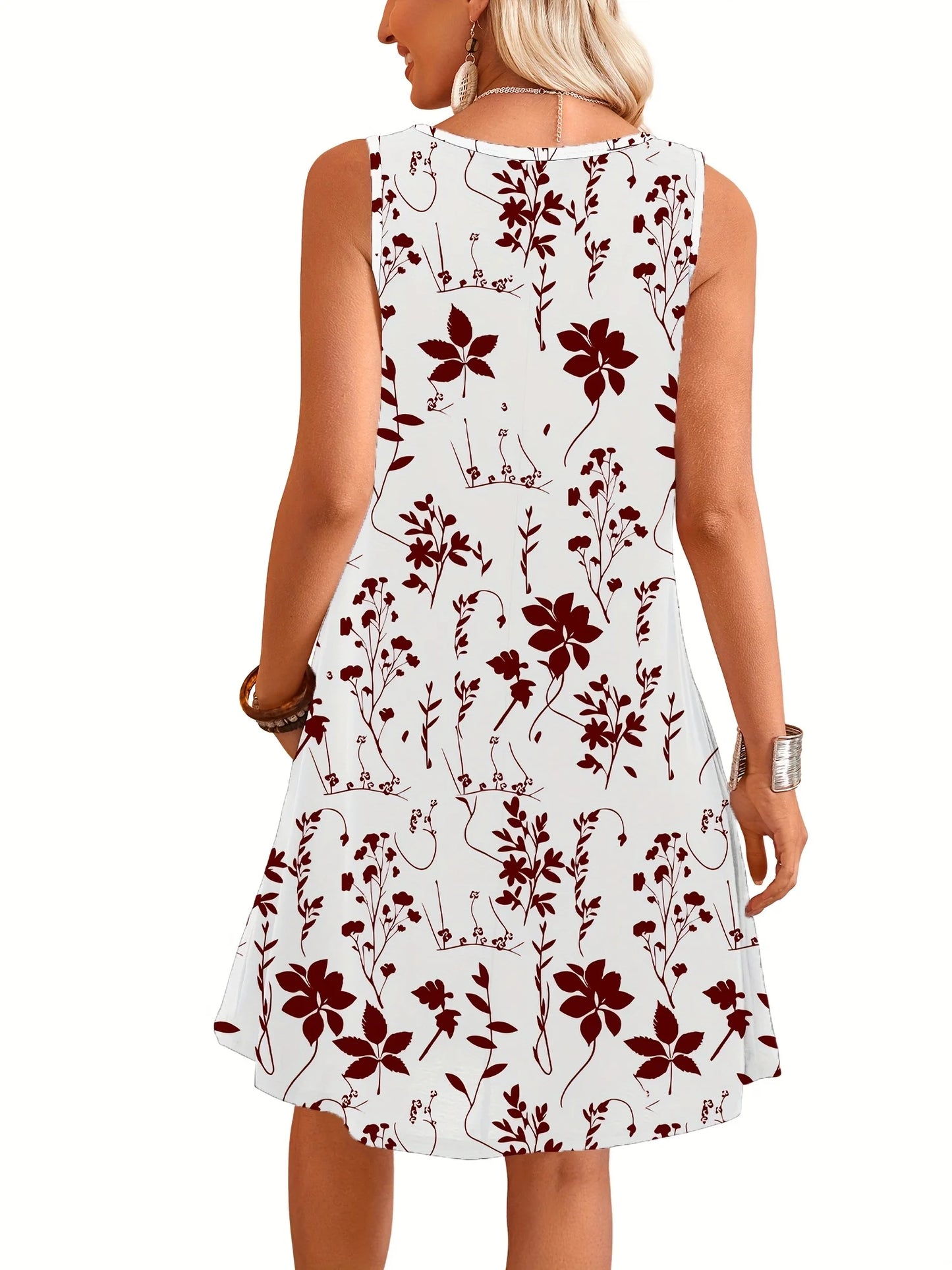 Women's Floral  Dress Navy Blue Floral Print White Dresses Woman Summer Oversized Female Clothing Y2k Clothes Woman Costume Tops