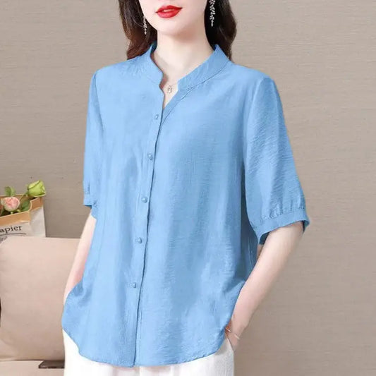 Summer 2025 Pure Cotton Shirt New Retro Top Loose New Breathable Top