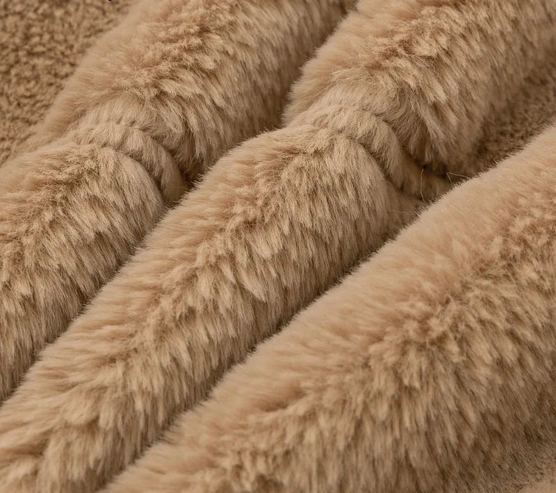 Autumn Winter Coat For Women 2025 New Elegant Teddy Bear Warm Thicken Fleece Faux Fur Coats Jacket Women Long Sleeve Outwear