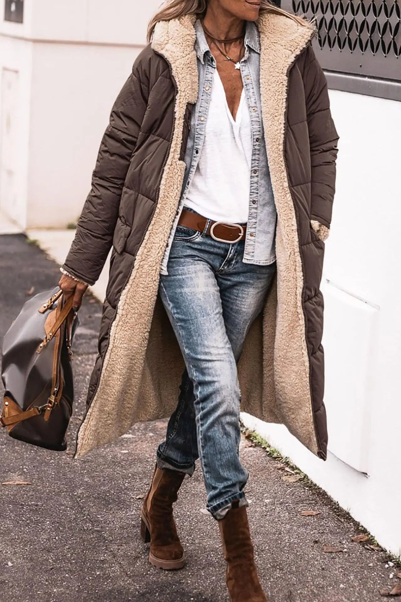 Fashion Women's Coat Winter Hooded Long Sleeve Long Warm Temperament Comfortable Casual Solid Color Ladies Coat