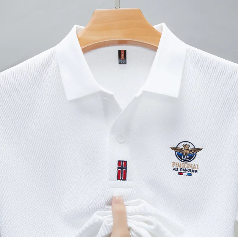 Short Sleeved Polo Shirt for Men in Summer 2025, New Business Casual Wrinkle Resistant Half Sleeved Lapel T-shirt, Loose and Iro