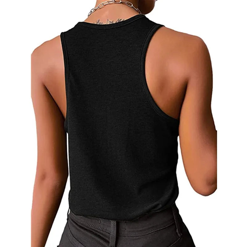 Women's Vest Sexy Inner Wear Ribbed Tank Top New Casual Snap Base Solid Color Sleeveless T-shirts  Basic Top Woman Clothing