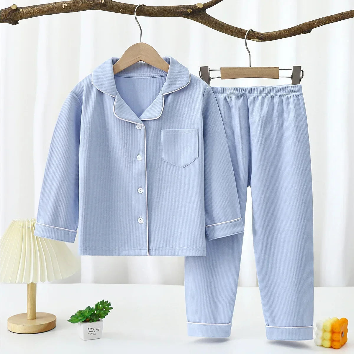 2024 Autumn Winter Children Pajama Sets Solid Color Sleepwear for Kids 1-16years Teen Pijamas Boys Girls Loungewear Baby Clothes