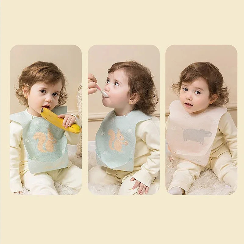 Kids Disposable Baby Bibs Baby Stuff Cartoon Printed Boys Girls Bib Adjustable Toddler Newborn Feeding Bib Burp Cloths Scarf