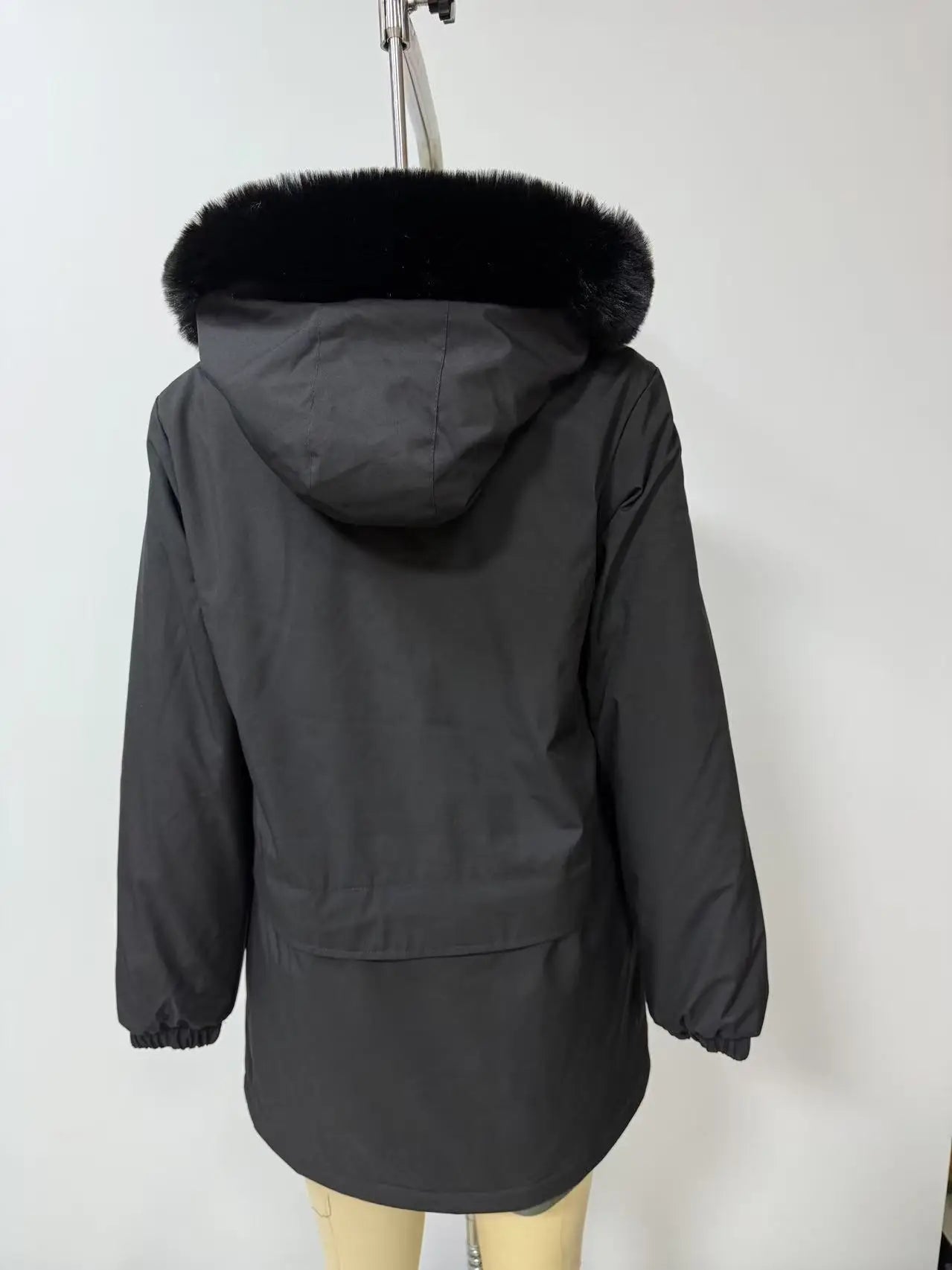 Cotton Coat Women 2025 Winter Mid-length Parka Plus Velvet Korean Style Large Fur Collar Plus Velvet Coat